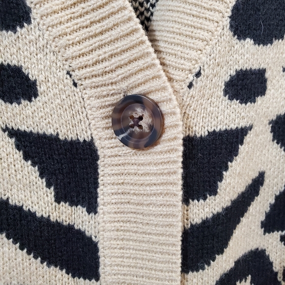SOLD Atirmira Cardigan Sweater Women's Button Up Leopard Print Thigh Length M - Picture 3 of 8